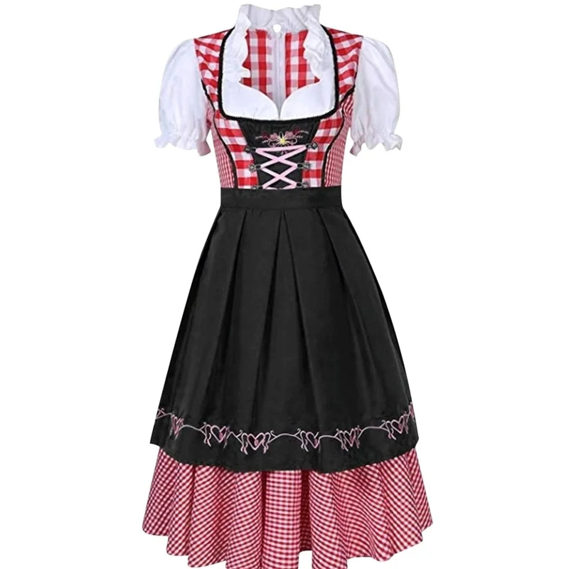 Sophie | Damen Oktoberfest Dirndlkleid Kariert mit Schürze Trachtenkleid