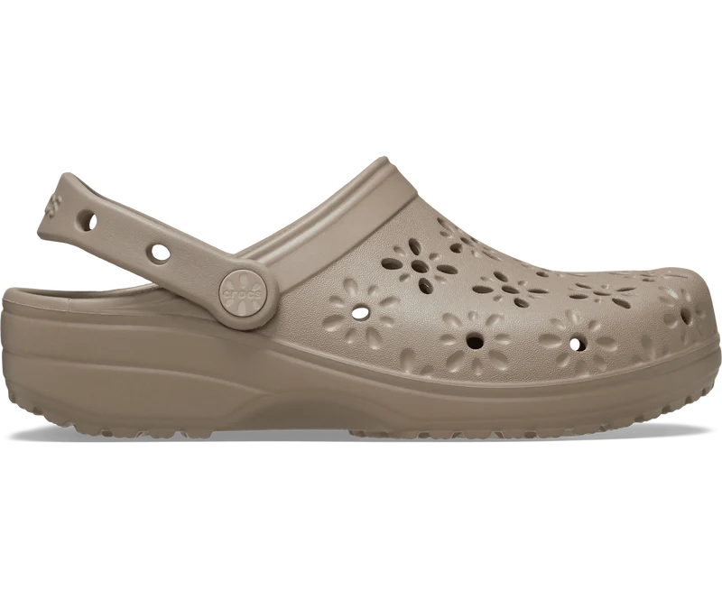 CROCS Unisex Klassischer Blumen-Clog mit Cut-Out | Taupe