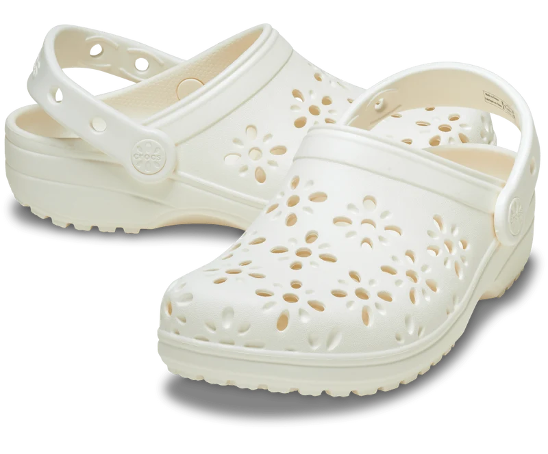CROCS Unisex Klassischer Blumen-Clog mit Cut-Out | Kreide
