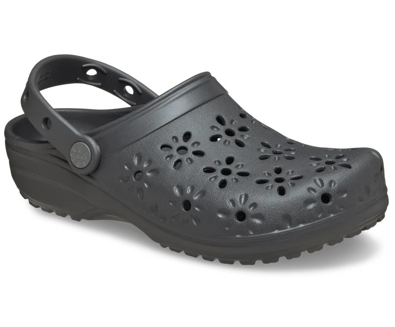 CROCS Unisex Klassischer Blumen-Clog mit Cut-Out | Schwarzer Sand