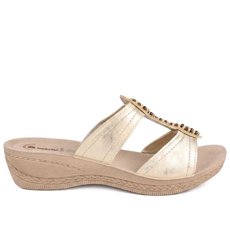 Inblu Beaded Slip On Sandals - INB43046 / 330 365 - Beige