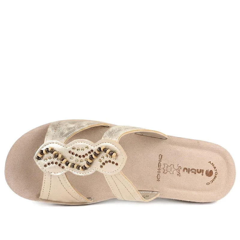 Inblu Beaded Slip On Sandals - INB43046 / 330 365 - Beige