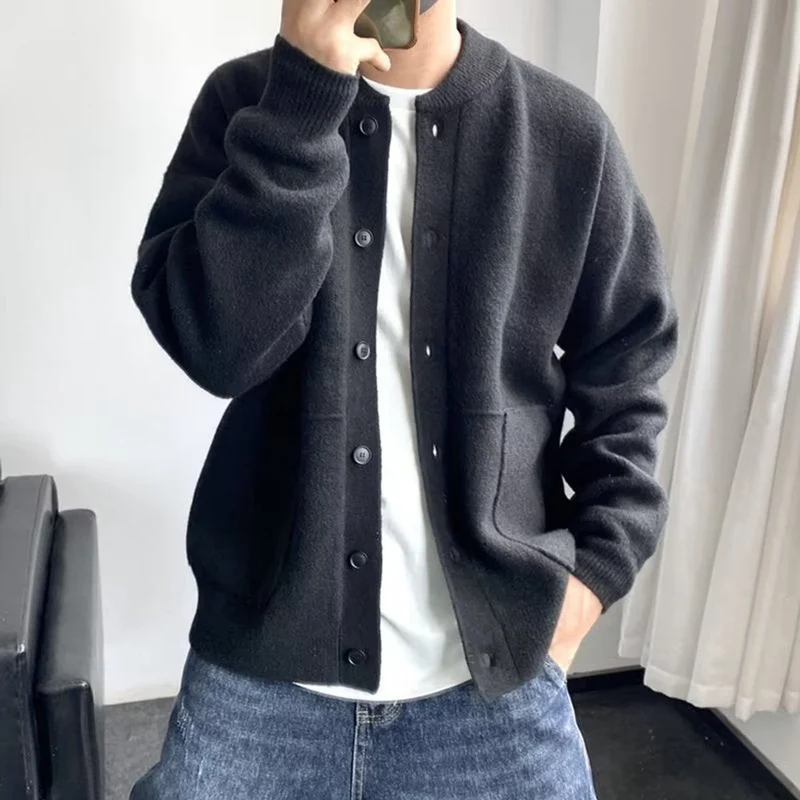 Thomas | Herren Mens Cardigan Strickjacke Rundhals Knopfleiste Oversized