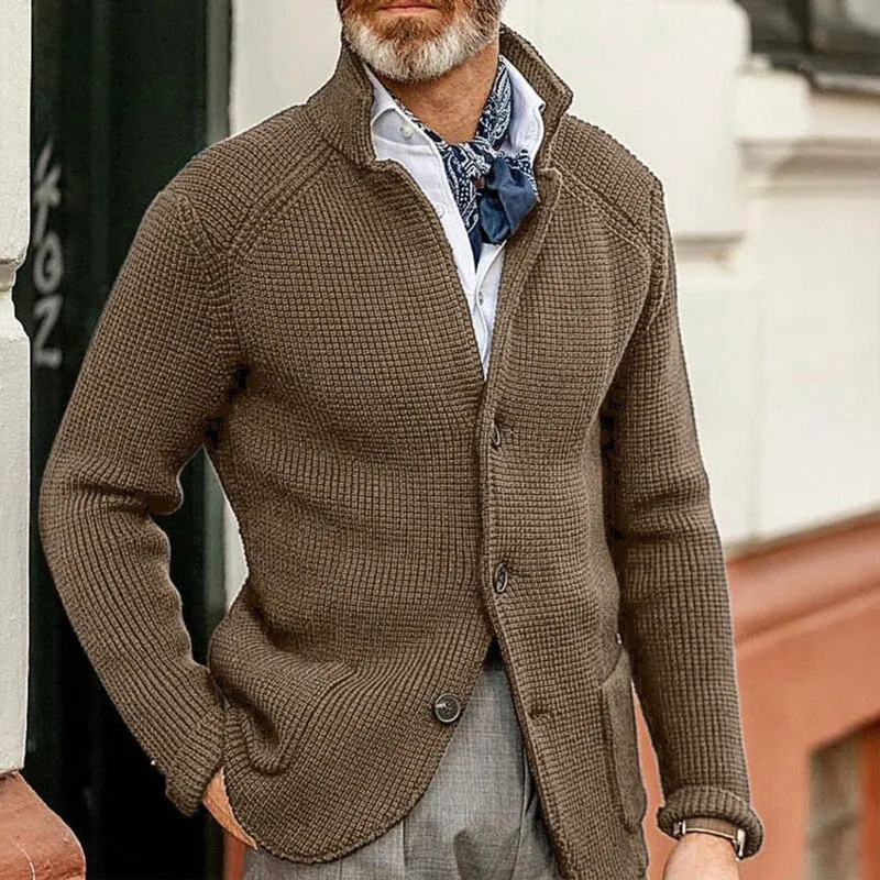 Tobias | Herren Mens Cardigan Strickjacke mit Knopfleiste Waffelstrick