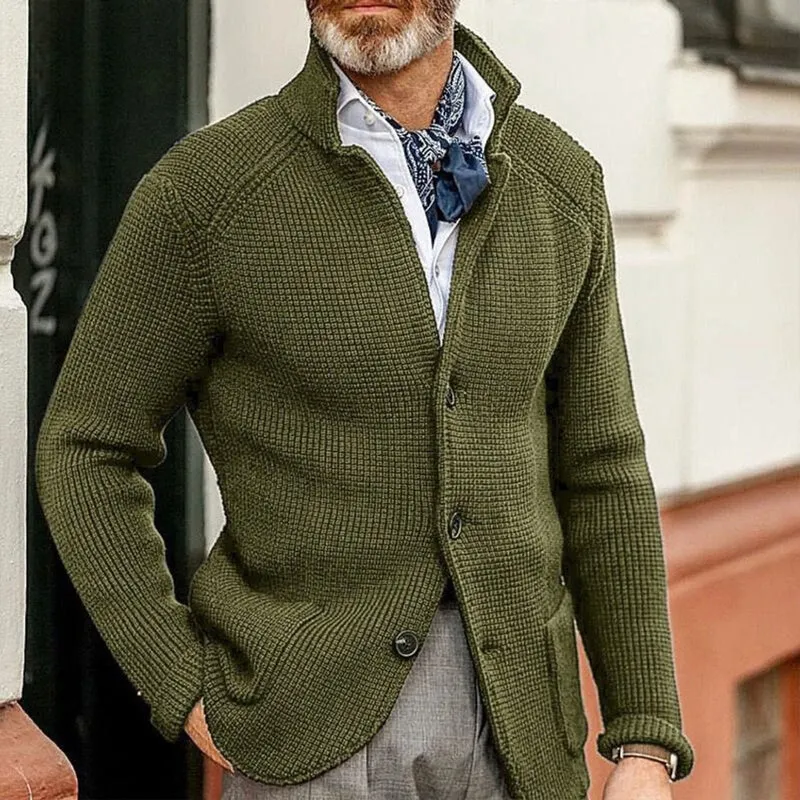 Tobias | Herren Mens Cardigan Strickjacke mit Knopfleiste Waffelstrick