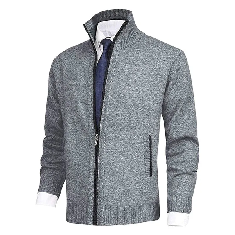 Niklas | Herren Strickjacke Reißverschluss Stehkragen Mens Cardigan