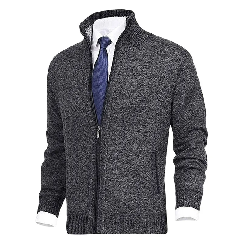 Niklas | Herren Strickjacke Reißverschluss Stehkragen Mens Cardigan