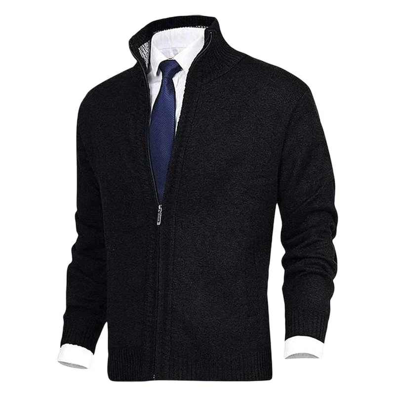 Niklas | Herren Strickjacke Reißverschluss Stehkragen Mens Cardigan