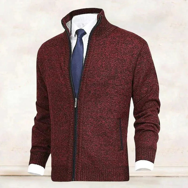 Niklas | Herren Strickjacke Reißverschluss Stehkragen Mens Cardigan