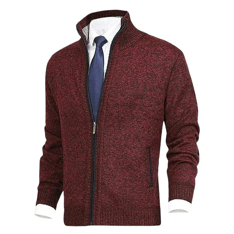 Niklas | Herren Strickjacke Reißverschluss Stehkragen Mens Cardigan