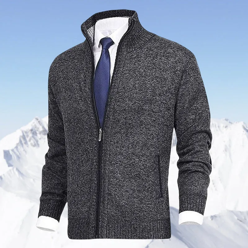 Niklas | Herren Strickjacke Reißverschluss Stehkragen Mens Cardigan
