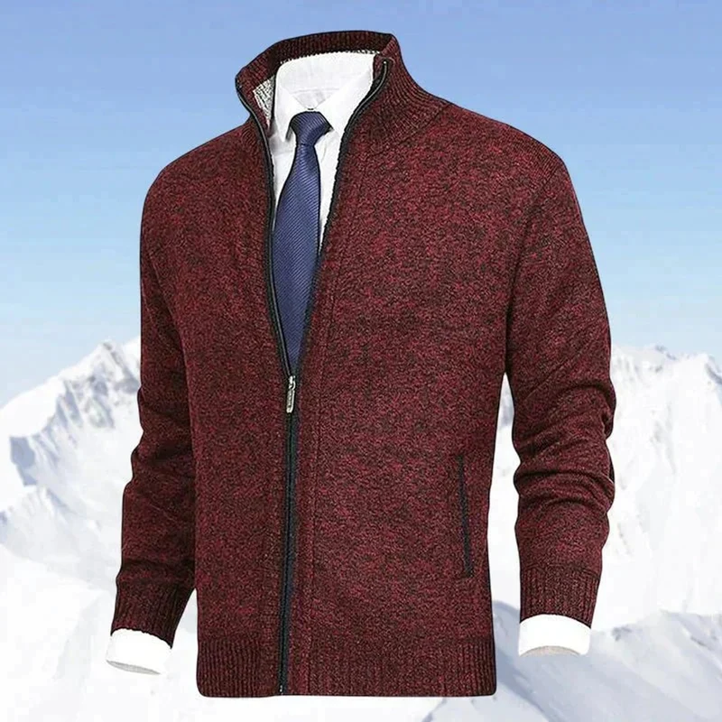 Niklas | Herren Strickjacke Reißverschluss Stehkragen Mens Cardigan