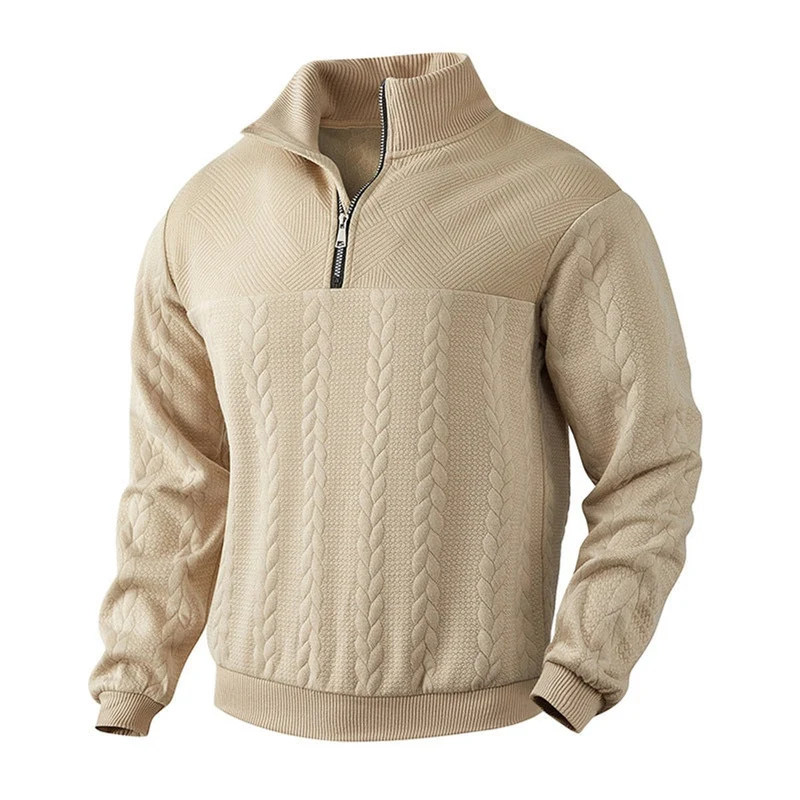Lukas | Herren Strickpullover Zopfmuster Viertelreißverschluss Pullover