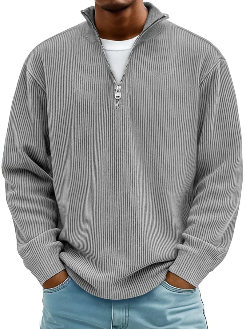 Fabian | Herren Strickpullover Halbzip Gerippter Langarm Sweater