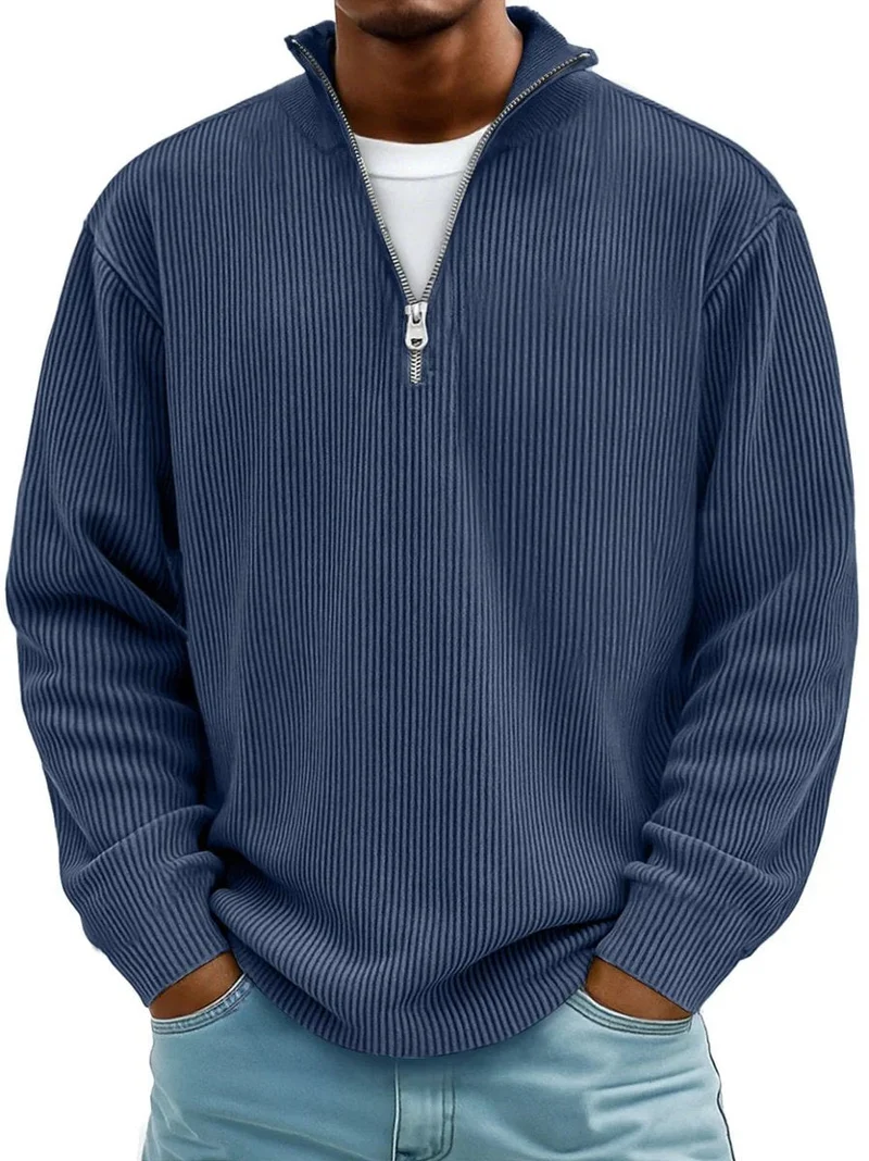 Fabian | Herren Strickpullover Halbzip Gerippter Langarm Sweater