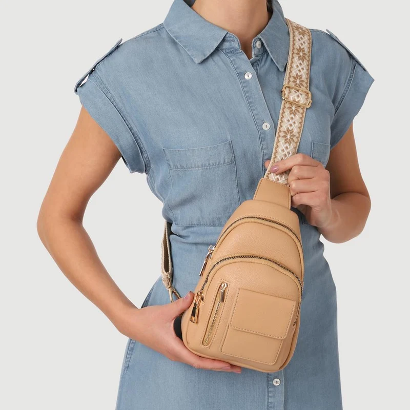 Zip-Up Mini Sling Bag - PRETT41013 / 326 884 - Beige
