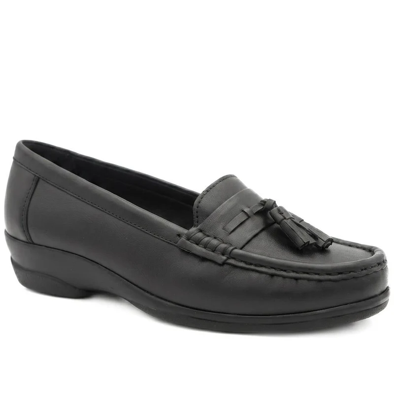 Smart Leather Tasselled Moccasins - MOEN43005 / 329 556 - Black
