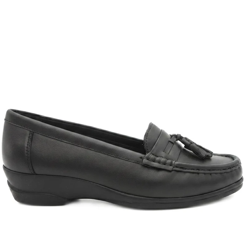 Smart Leather Tasselled Moccasins - MOEN43005 / 329 556 - Black
