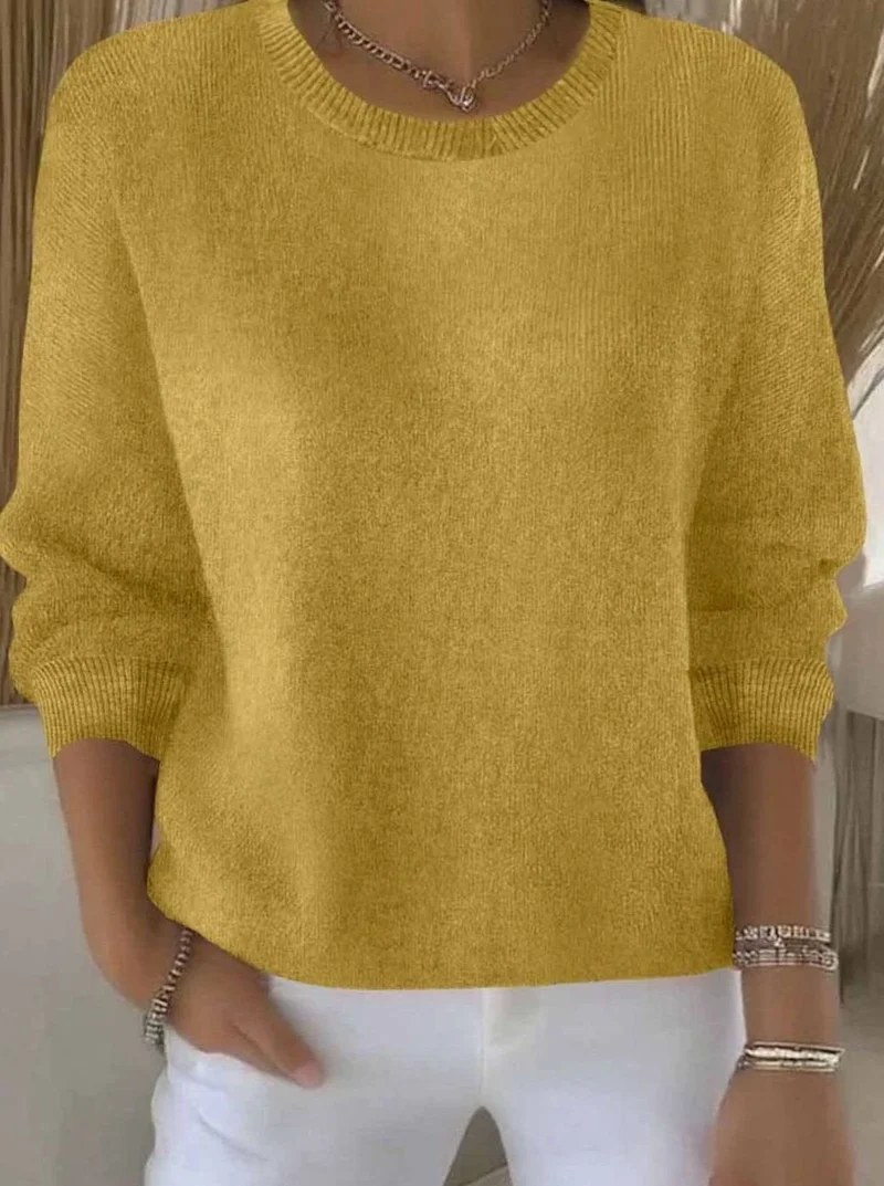 Annika | Damen Alltagstauglicher Winter-Strickpullover Rundhals Langarm