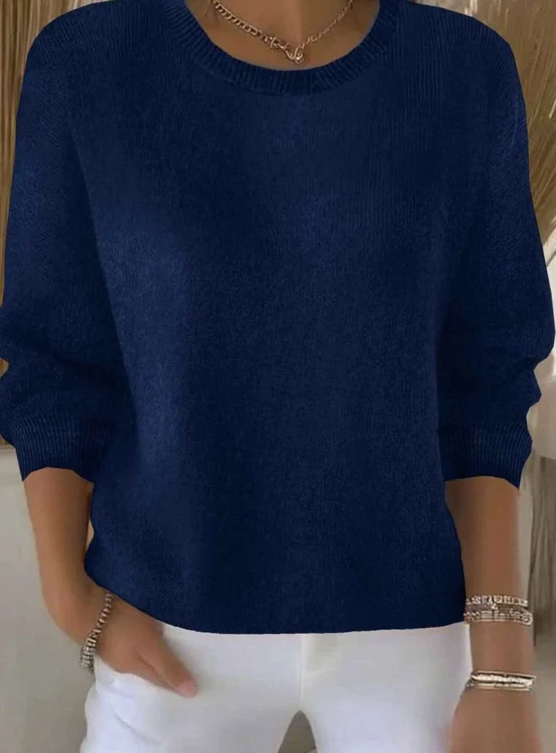 Annika | Damen Alltagstauglicher Winter-Strickpullover Rundhals Langarm