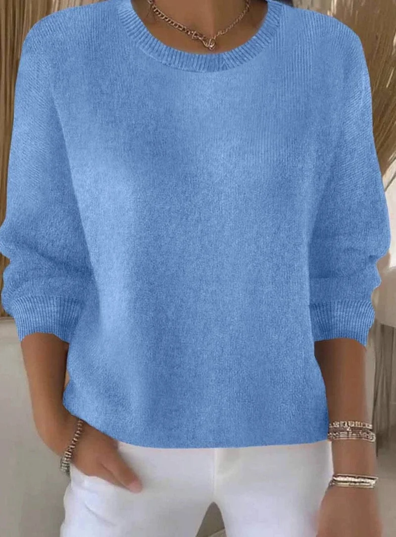 Annika | Damen Alltagstauglicher Winter-Strickpullover Rundhals Langarm