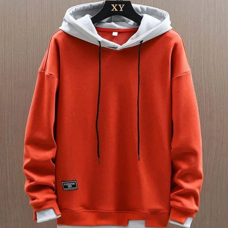 Niklas | Herren Zweifarbiger Locker Geschnittener Pullover Hoodie mit Kapuze
