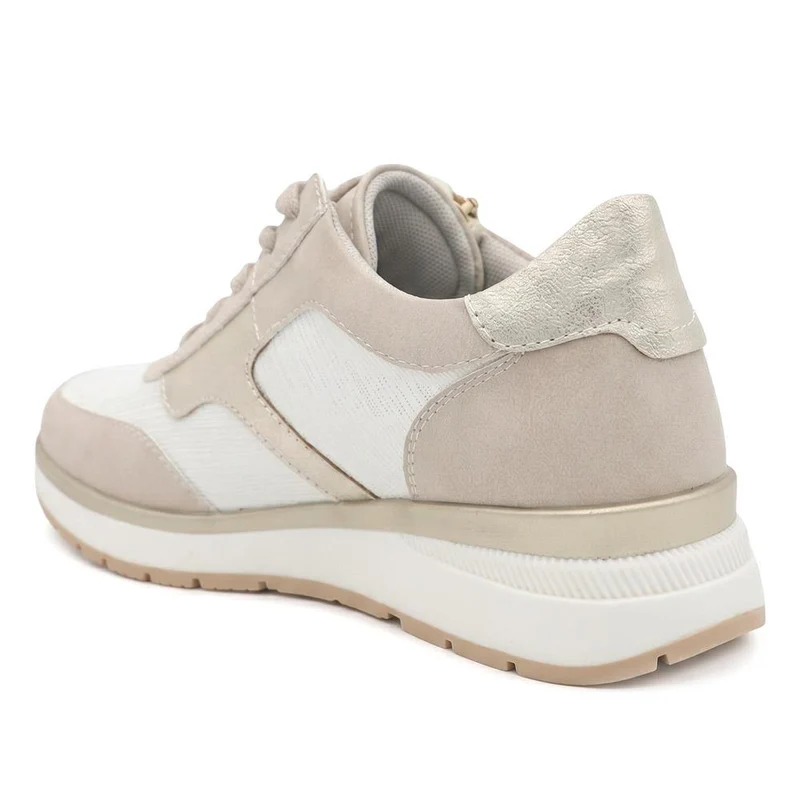 Chunky Zip & Lace Two Tone Trainers - WBINS43094 / 329 321 - Beige