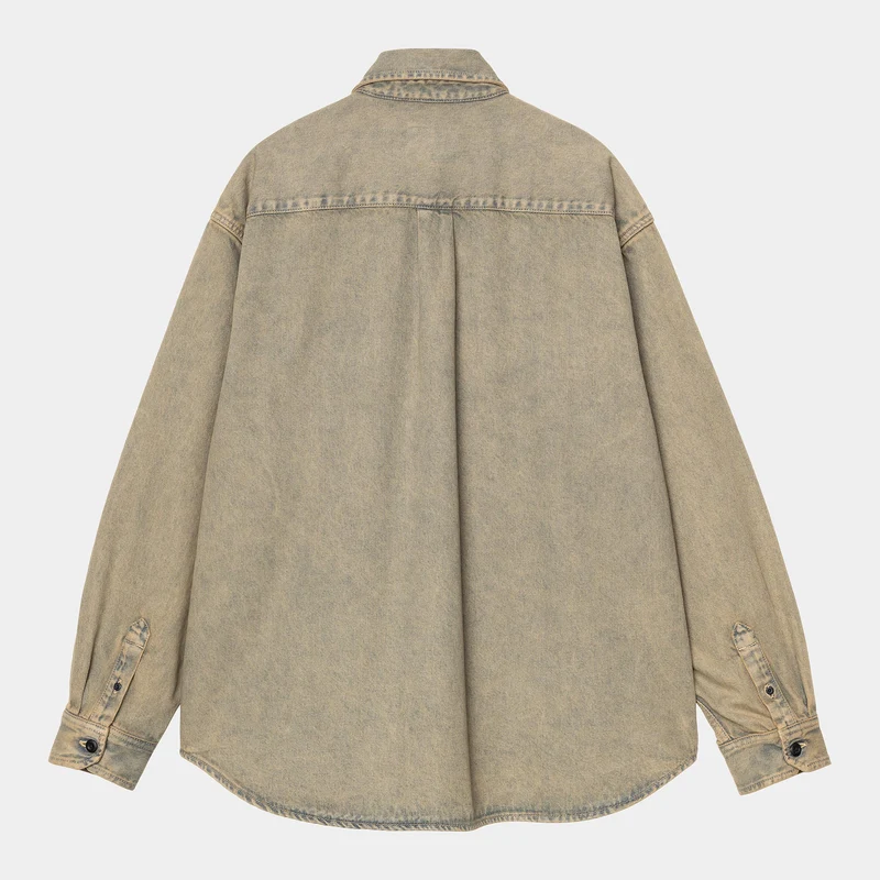 Carhartt WIP Herren Tigan Hemdjacke | Blau / Leder Stückgefärbt