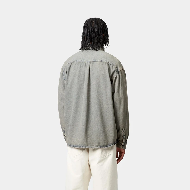 Carhartt WIP Herren Tigan Hemdjacke | Blau / Leder Stückgefärbt