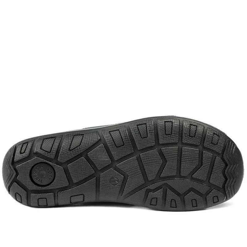 Leather Cross Strap Slip On Sandals - DDIN43010 / 329 105 - Navy