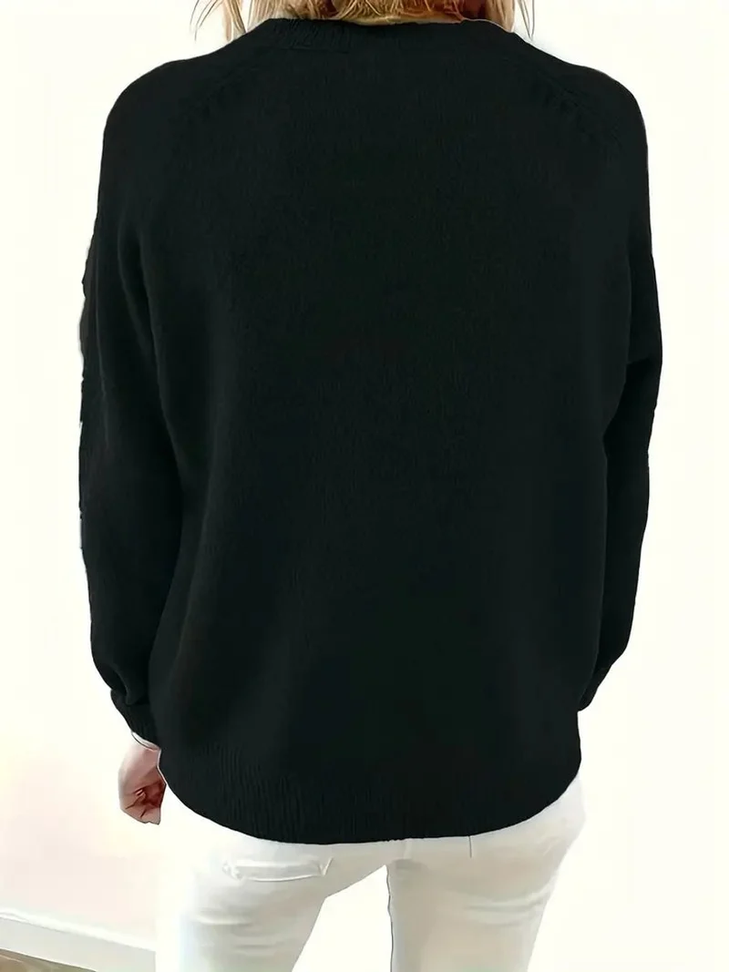 Annika | Damen Strickpullover mit V-Ausschnitt Halbknopfleiste Relaxed Fit