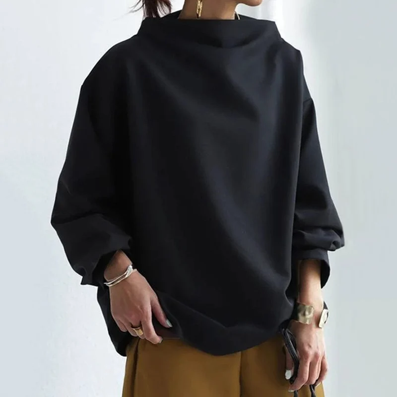 Mia | Damen Oversized Stehkragen Knit Sweater Weicher Strickpullover