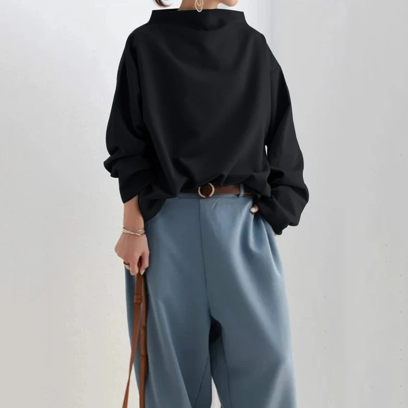 Mia | Damen Oversized Stehkragen Knit Sweater Weicher Strickpullover