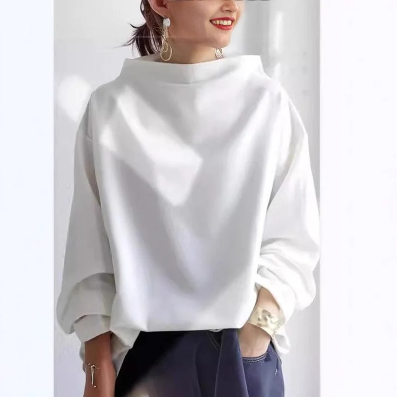 Mia | Damen Oversized Stehkragen Knit Sweater Weicher Strickpullover
