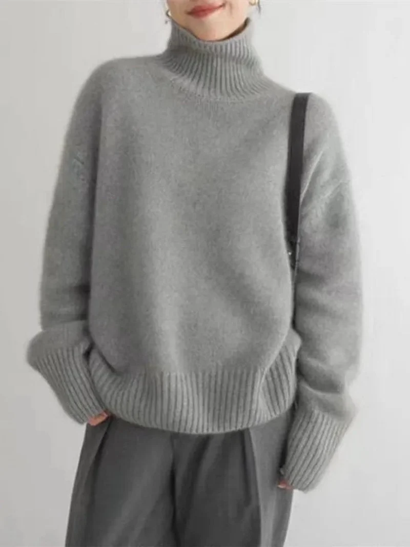 Lena | Damen Oversize Rollkragen Knit Sweater aus weichem Kaschmirstrick