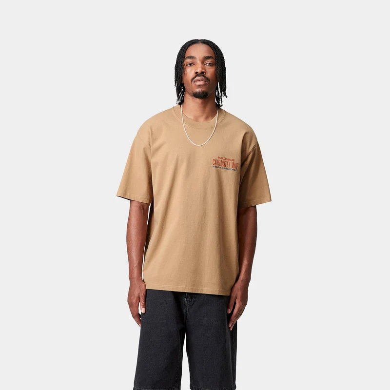 Carhartt WIP Herren Arcan Heavy Stone Wash T-Shirt | Staubiges Hamiltonbraun