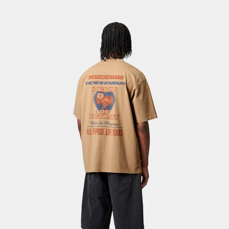 Carhartt WIP Herren Arcan Heavy Stone Wash T-Shirt | Staubiges Hamiltonbraun
