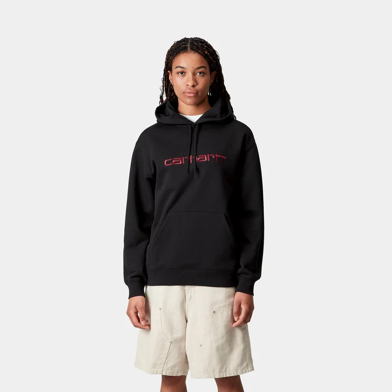 Carhartt WIP Frauen Carhartt Sweat Hoodie | Schwarz / Scharlachrot