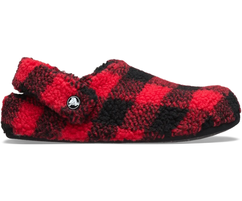 CROCS Unisex Klassischer Buffalo Check Cozzzy Slipper | Varsity Rot
