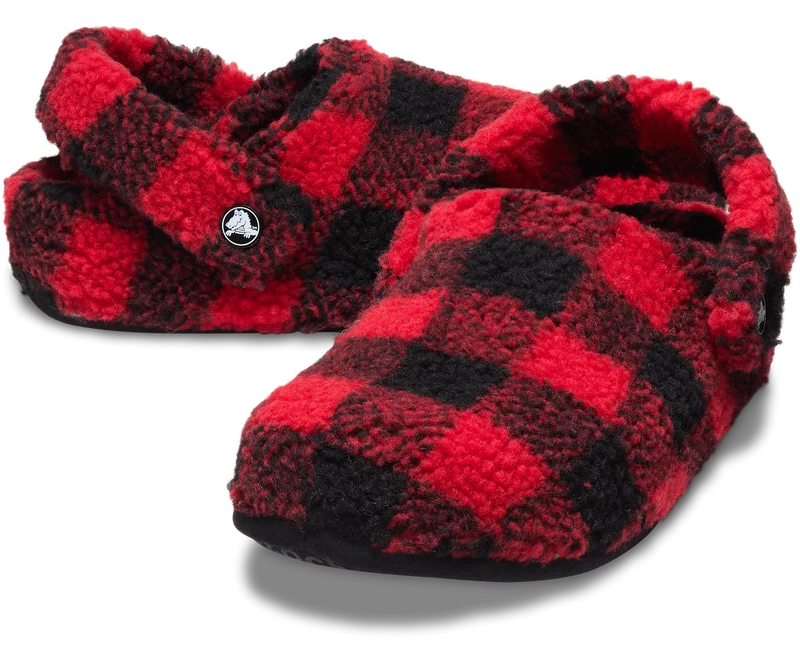 CROCS Unisex Klassischer Buffalo Check Cozzzy Slipper | Varsity Rot