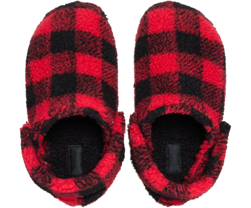 CROCS Unisex Klassischer Buffalo Check Cozzzy Slipper | Varsity Rot