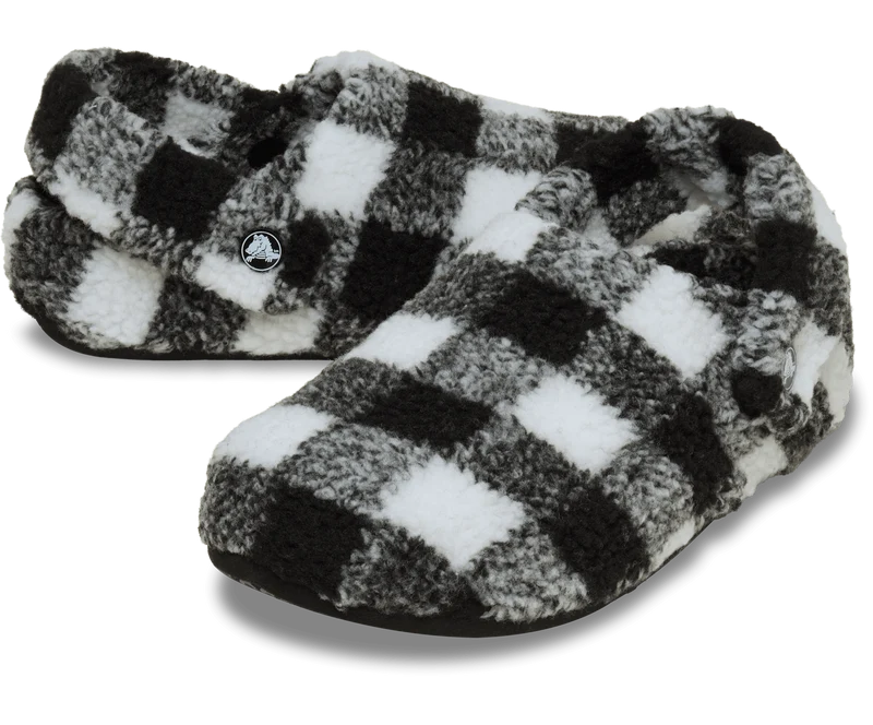 CROCS Unisex Klassischer Buffalo Check Cozzzy Slipper | Schwarz