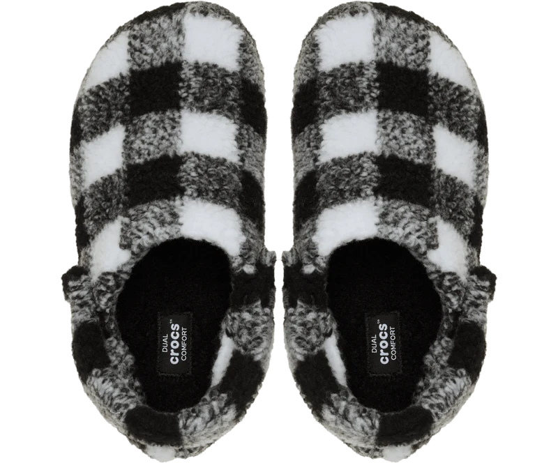 CROCS Unisex Klassischer Buffalo Check Cozzzy Slipper | Schwarz