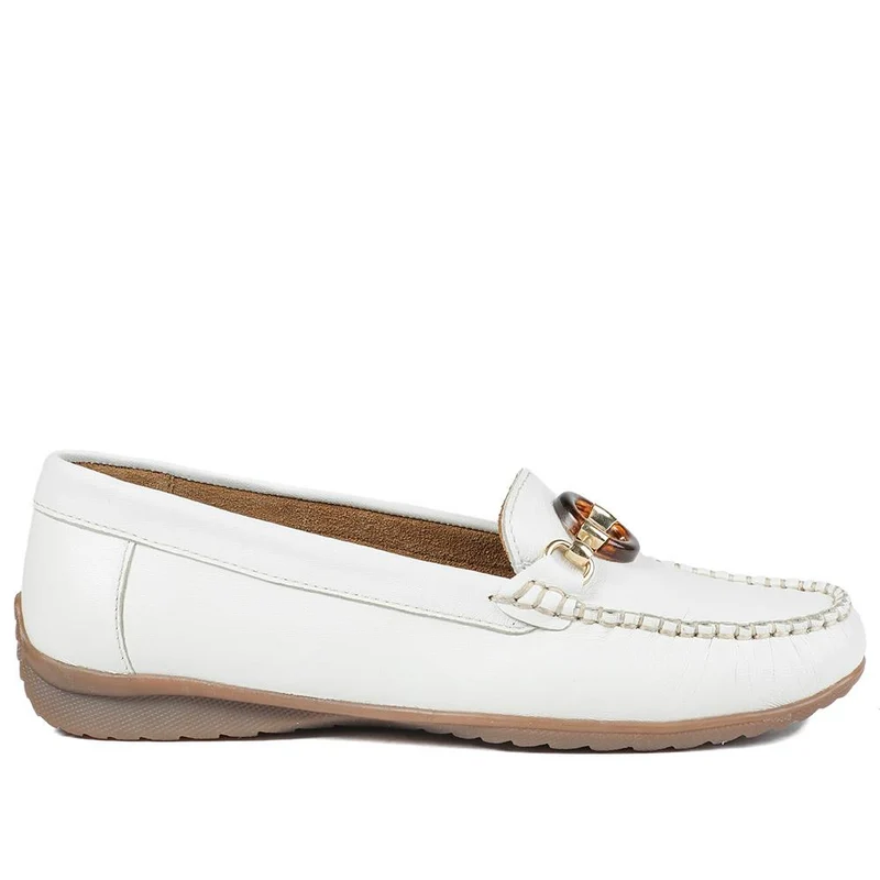 Leather Slip On Moccasin Shoe - MOEN43003 / 329 566 - White