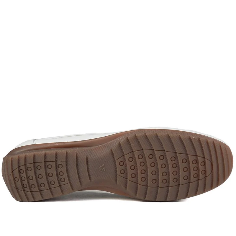 Leather Slip On Moccasin Shoe - MOEN43003 / 329 566 - White