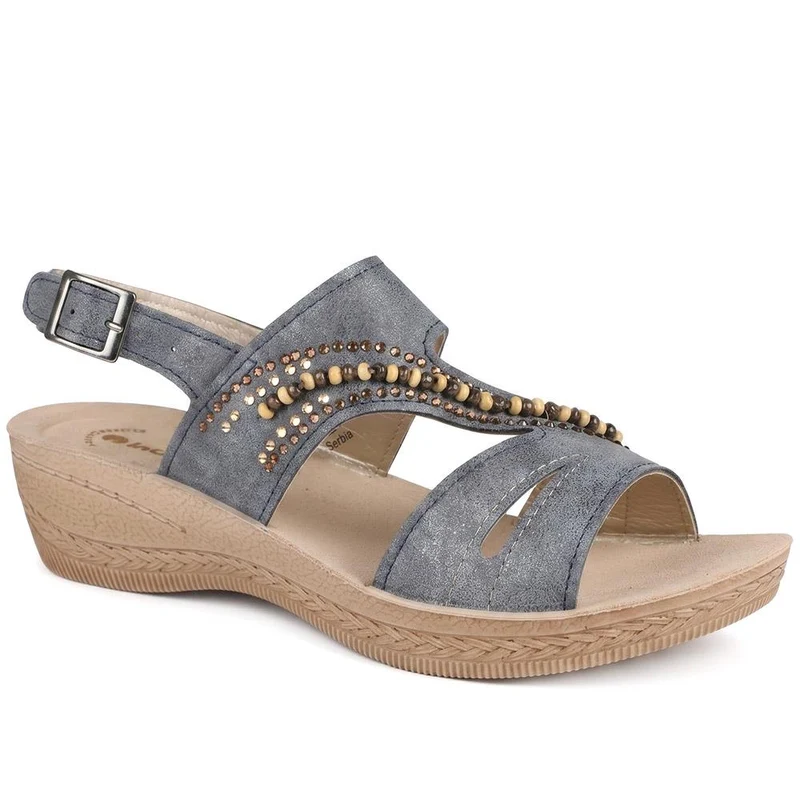 Inblu Beaded Slingback Sandals - INB43049 / 330 368 - Blue