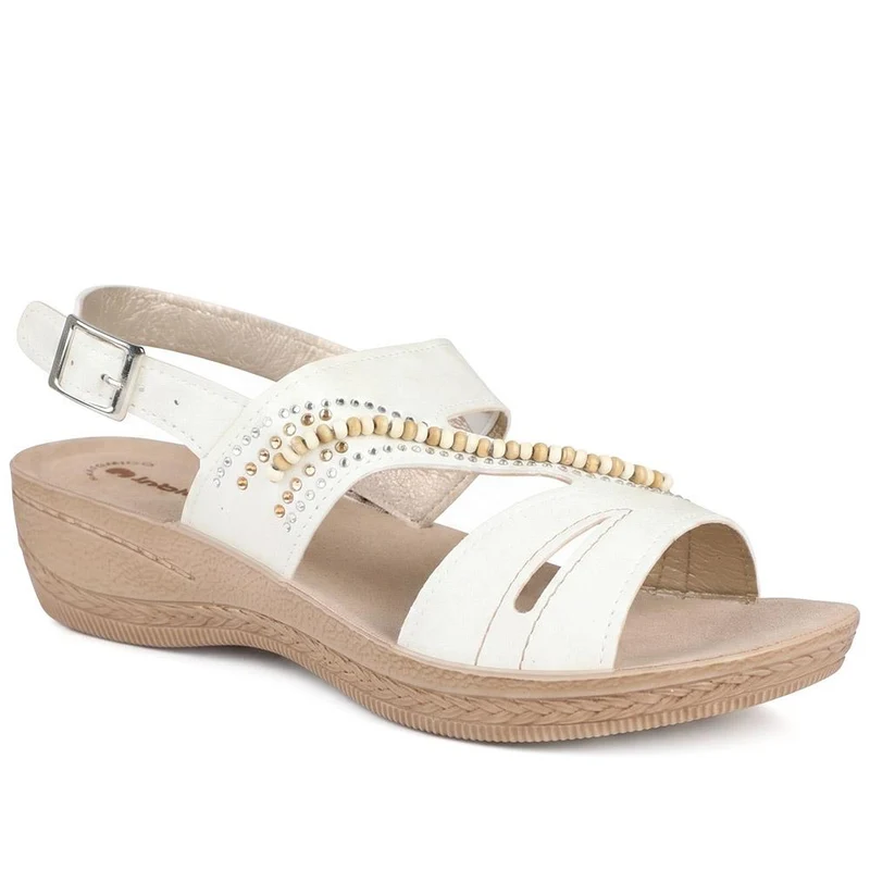 Inblu Beaded Slingback Sandals - INB43049 / 330 368 - White