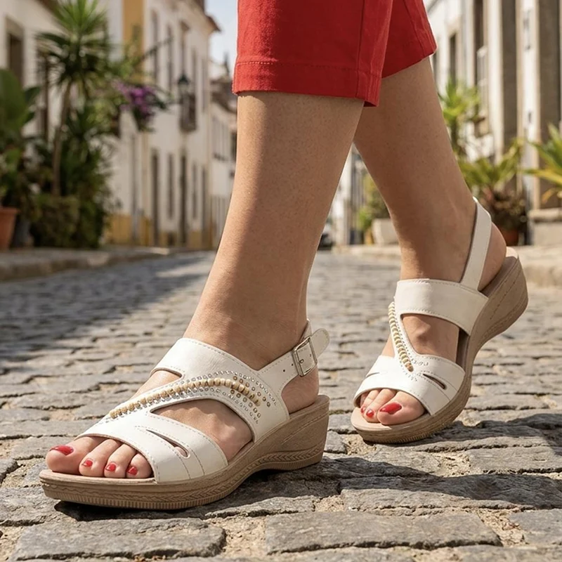 Inblu Beaded Slingback Sandals - INB43049 / 330 368 - White