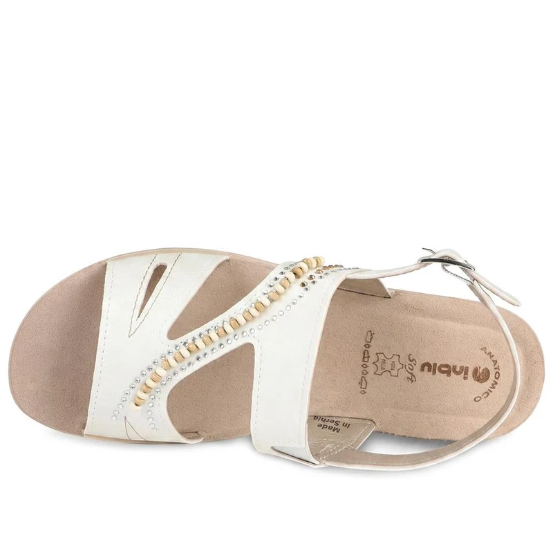 Inblu Beaded Slingback Sandals - INB43049 / 330 368 - White