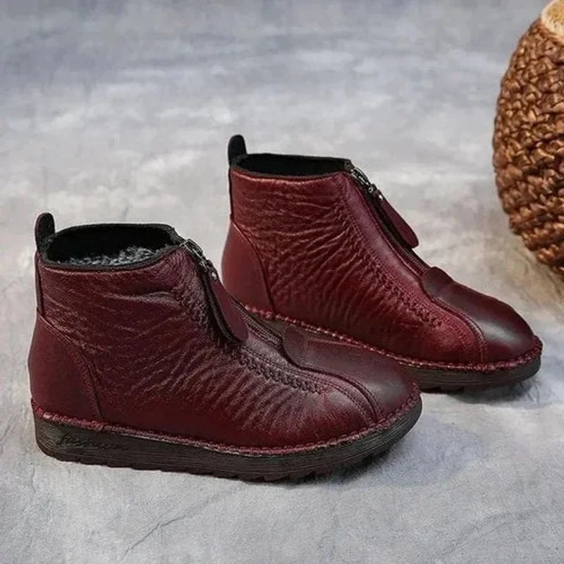 Clara | Damen Ankle Boots Rutschfeste Winterstiefeletten mit Reißverschluss